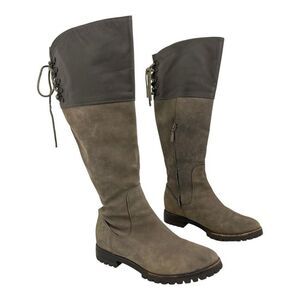 Cole Haan D35374 Gray Distress Leather Suede Corset Back Women's Boots Size 7